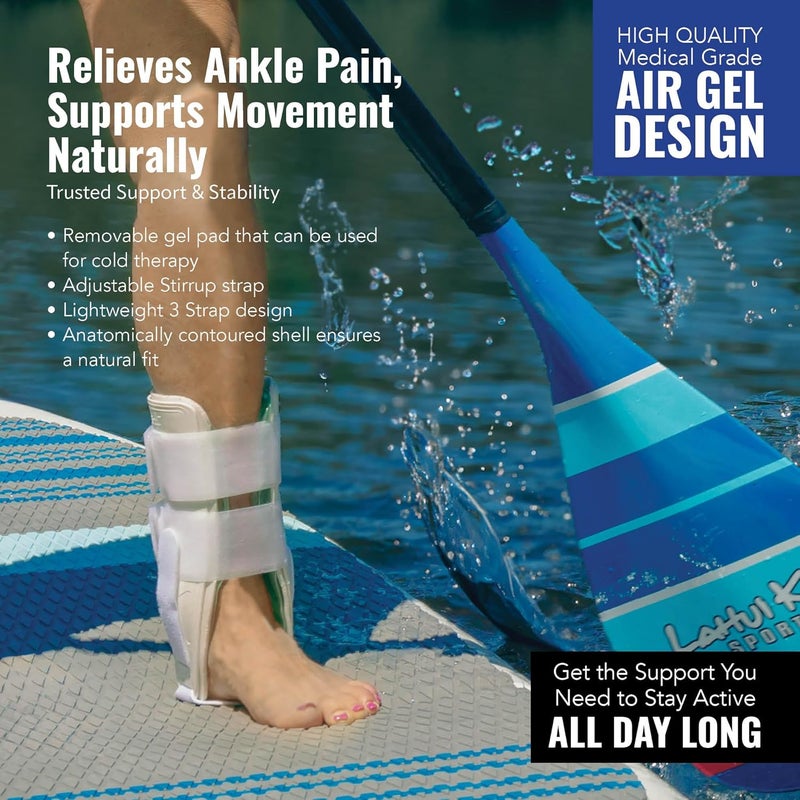Braceapedia AnklePro Air Gel Stirrup Ankle Brace, Hard Core Side Stabilizer With Removable Cold Therapy Air Cushion & Gel Pad for Ankles, Ankle Brace for Women and Men, Ankle Support, Trainer, Black - Image 5
